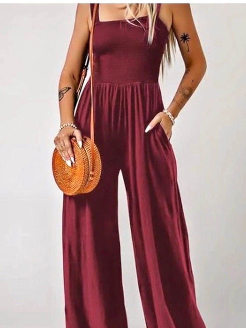 Wide Leg Jumpsuit in Burgundy NWT